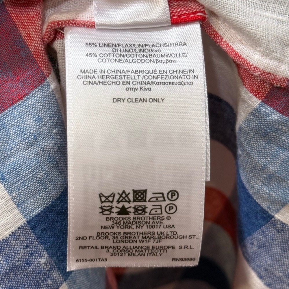 Brooks Brothers Red Fleece Plaid‎ Linen Blend Sleeveless Shirt Dress Red Blue 8 - Picture 10 of 11